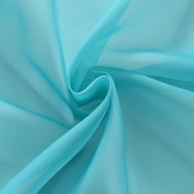 SpaceDresser Sheer Voile Window Treatment. Rod Pocket Curtain Panels for Kitchen Bedroom Living Room Drapes Sunlight Filtering Privacy Semi Home Decor Assorted Colors Sizes (Turquoise, 52 W x 63 L)