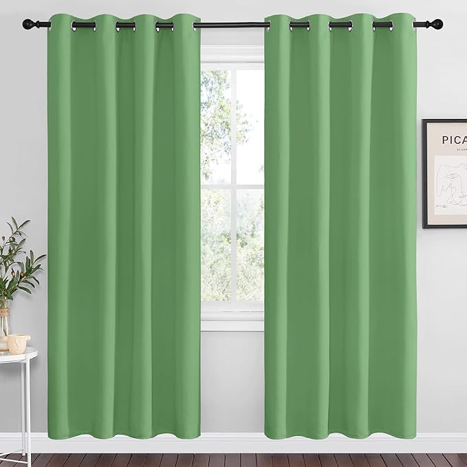 NICETOWN Froest Green Blackout Curtains 78 inches Length for Living Room, 2 Panels, 55" Wide, Thermal Insulated Decoration Drapes for Bedroom Window