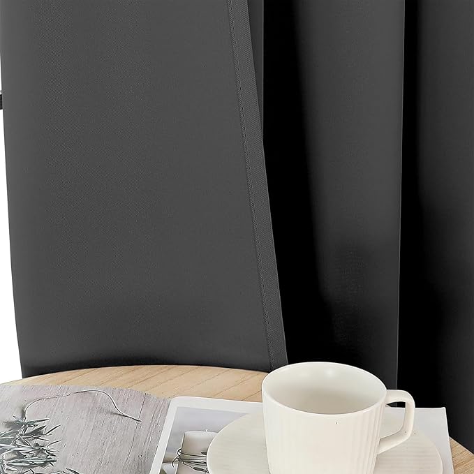 Joydeco 120 inches Long Blackout Curtains 2 Panels Set, Thermal Insulated Length Curtains & Drapes 2 Burg for Living Room Bedroom Window(Dark Grey, W52 x L120 Inch)