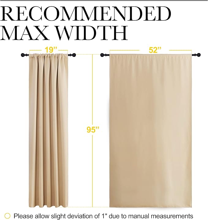 NICETOWN Room Darkening Curtains for Bedroom - Home Decoration Privacy Protection Thermal Insulated Solid Drapes/Draperies for Sliding Glass Door (Biscotti Beige, Set of 2, 52 x 95 inches)