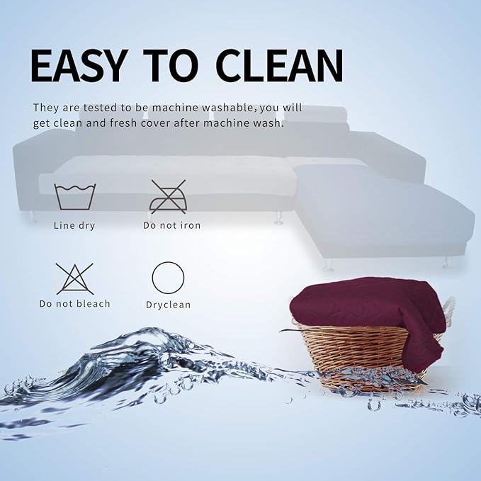Easy-Going Sectional Couch Covers for Dogs L Shape Sofa Cover Reversible Sofa Slipcover Chaise Lounge Cover Furniture Protector Cover for Pets Dog Cat (42 x 68 inches, Wine/Wine)