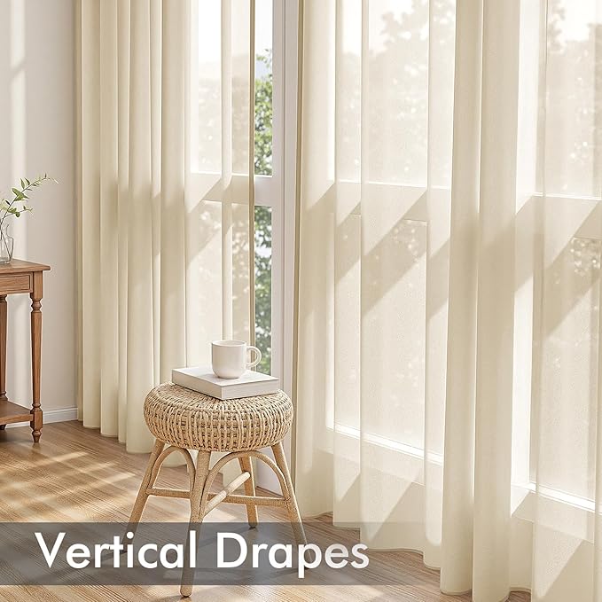 MIULEE Cream Sheer Curtains 84 Inches Long, 4 Panels Set, Light Filtering Rod Pocket Voile Drapes for Living Room and Bedroom, Airy Soft Fabric Window Treatments, 42 x 84 Inches
