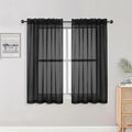 OWENIE Sheer Black Curtains 84 Inch Length 2 Panels Set for Living Room Bedroom, Rod Pocket Voile Sheer Panel Drapes, Black, 2pcs, Each 42" W x 48" L