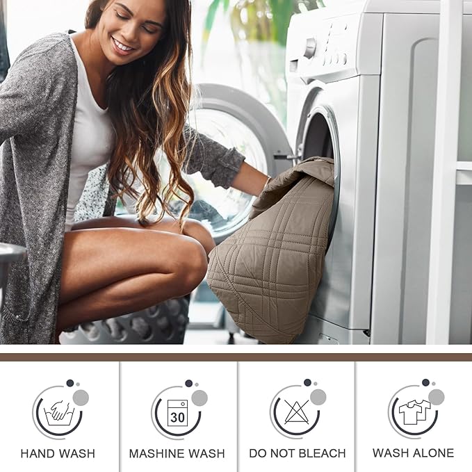TAOCOCO 100% Waterproof Loveseat Recliner Covers 2 Seater, Split Loveseat Covers for Reclining loveseat, Non Slip Reclining Couch Cover with Double Straps for Kids, Pets(2 Seater, Gray Taupe)