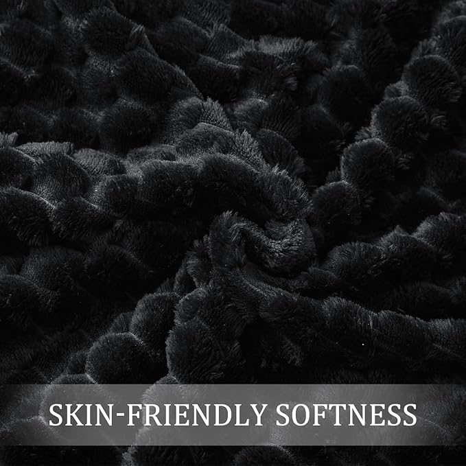 Exclusivo Mezcla Fleece Twin Blanket for Bed, Extra Large Fuzzy Black Bed Blankets, Soft Cozy Plush Sofa Throws for All Seasons, 60x80 Inches