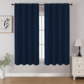 CUCRAF Navy Blue Blackout Curtains 45 inch Length 2 Panels Set, Rod Pocket Room Darkening Drapes for Bedroom Living Room, Insulated Thermal Light Blocking Window Curtain (W52 x L45 Inch)