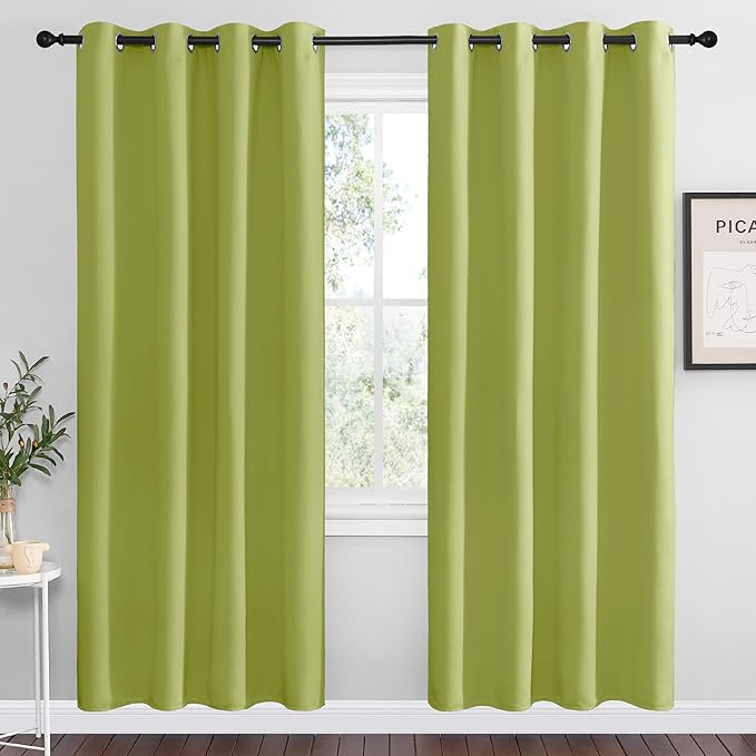 NICETOWN Fresh Green Blackout Curtains 78 inches Length for Living Room, 2 Panels, 55" Wide, Thermal Insulated Decoration Drapes for Bedroom Window