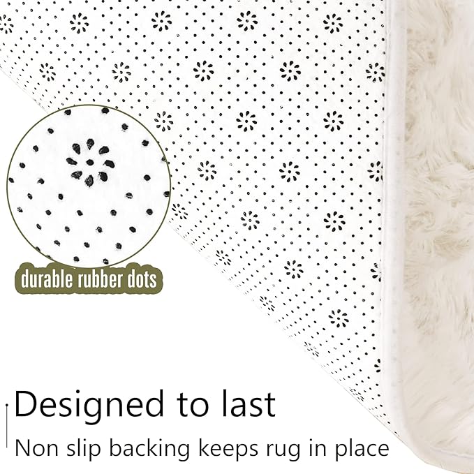 LOCHAS Ultra Soft Indoor Modern Area Rugs Fluffy Living Room Carpets for Children Bedroom Home Decor Nursery Rug 5x8 Feet, Cream