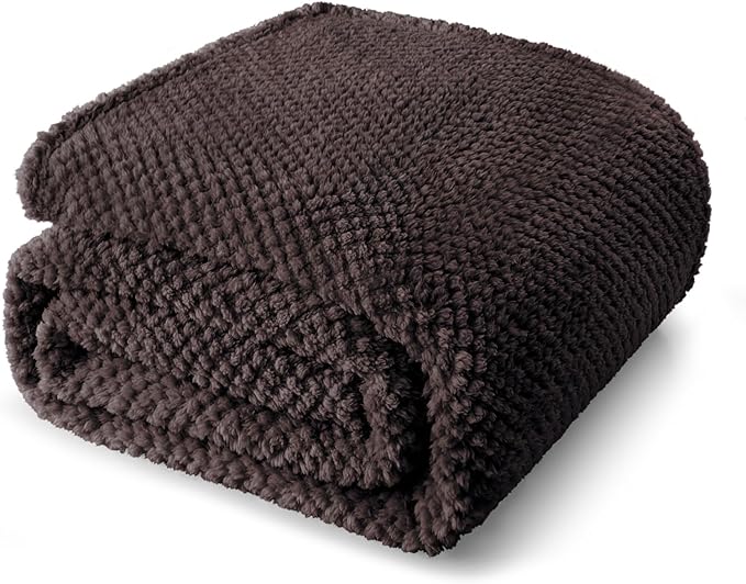 Whale Flotilla Extra Large Fuzzy Fleece Throw Blanket for Couch, 50x70 Inch Fluffy Warm Soft Jacquard Blankets for All Season, Lightweight and Cozy, Coffee