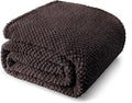 Whale Flotilla Queen Size Fuzzy Fleece Blanket, Fluffy Warm Soft Jacquard Bed Blankets for All Season, Lightweight and Cozy, 90x90 Inch, Coffee