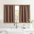 RYB HOME RV Curtains for Camper Windows, Mini Small Thermal Insulated Sunlight Heat Blocking Blackout Privacy Portable Curtains for Travel Trailer, Width 34 by Length 24, Mocha, 2 Panels