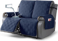 TAOCOCO 100% Waterproof Loveseat Recliner Cover, Non Slip Split Loveseat Covers for Reclining Loveseat with Elastic Straps, Washable Recliner Chair/Furniture Protector for Pets(2 Seater, Navy Blue)