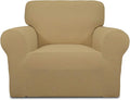 Easy-Going Stretch Chair Sofa Slipcover 1-Piece Couch Sofa Cover Furniture Protector Soft with Elastic Bottom for Kids, Pet. Spandex Jacquard Fabric Small Checks (Chair, Golden)