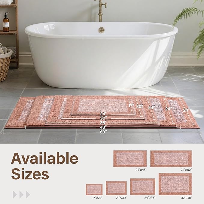 48x32 Large Bathroom Rugs Washable Non Slip, Pink Bath Mat for Bathroom Floor Tub, Soft Absorbent Quick Dry Mats for Shower, Bathtub,Home Decor