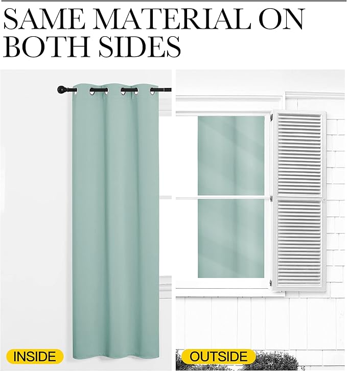 NICETOWN Aqua Blue Thermal Insulated Curtains Blackout Draperies, Window Treatment Solid Grommet Room Darkening Drape Panels for Bedroom (Set of 2, 34 by 45 inches Long)
