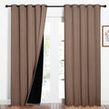 NICETOWN Warm Curtains for Winter, 100% Blackout Curtains Thermal, Noise Reduction and Privacy Curtains for Patio Door, Black Lined Blackout Drapes with Grommet Top, Cappuccino, 1 Pair, W62 x L84