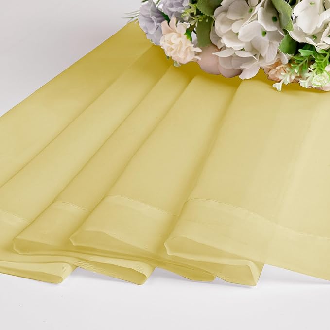 Chyhomenyc Mustard Yellow Sheer Curtains 54 Inches Long, Light Filtering Window Sheer Curtain Panel Drapes, Elegant Rod Pocket Soft Voile for Bedroom Living Room, Each 42Wx54L Inches, 2 Panels
