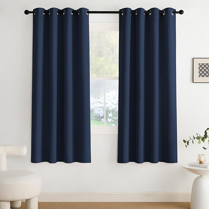 NICETOWN Blackout Curtains Grommet 2 Panels 72 Inches Long, Navy Blue