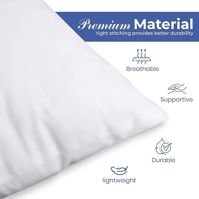 Utopia Bedding Throw Pillows (Set of 1, White) – 12 x 20 Inches Down Alternative Pillows for Bed, Sofa, and Couch - Fluffy Decorative Stuffer Pillow for Indoors & Outdoors