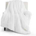 Bedsure GentleSoft Fuzzy Sherpa Faux Fur Twin Blanket White Cozy Gifts for Women Men, Soft Fleece Plush Warm Minky Thick Blanket Twin Size for Bed, Couch, White Room Decor Dorm Essentials, 60x80