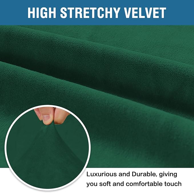 H.VERSAILTEX Stretch Velvet Loveseat Covers for 2 Cushion Couch Covers for Living Room Sofa Covers Slipcovers with Non Slip Straps Bottom, Ultra Thick Comfy Velour (Width 58"-72", Christmas Green)