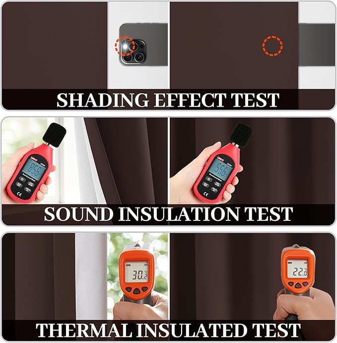 Yakamok Room Darkening 100% Blackout Curtains Grommet Window Treatments with 2 Thick Layers-Brown Thermal Insulated Drapes Set of 2 Panels for Bedroom Living Room 52 Inches by 84 Inches Length