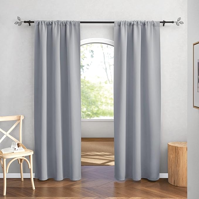 RYB HOME Blackout Curtains for Bedroom 84 inches Long 2 Panels Set, Privacy Thermal Insultaed Sunlignt Heat Blocking Drapes for Nursery Rental Room, Width 42 by Length 84, Silver Grey