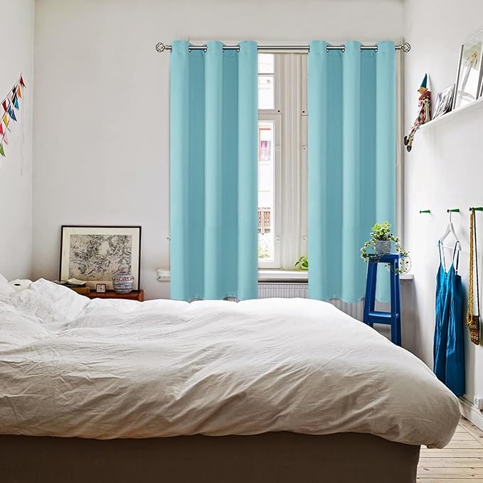 BGment Blackout Curtains - Grommet Thermal Insulated Room Darkening Bedroom and Living Room Curtains, Set of 2 Panels (46 x 72 Inch, Baby Blue)