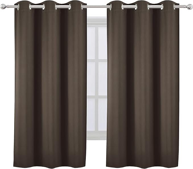 LEMOMO Chocolate Brown Blackout Curtains 40 x 63 Inch Length/Set of 2 Curtain Panels/Thermal Insulated Room Darkening Blackout Curtains for Bedroom
