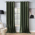 MIULEE Velvet Curtains Olive Green Elegant Grommet Thermal Insulated Soundproof Room Darkening Curtain/Drapes for Classical Living Room Bedroom Decor 66 x 84 Inch Set of 2