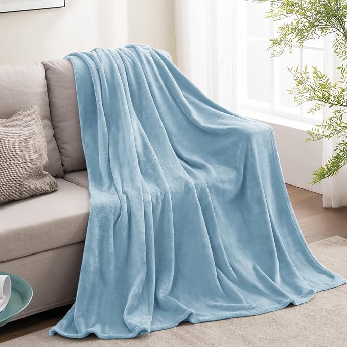 BEDELITE Fleece Blanket Washed Blue Throw Blankets for Couch & Bed, 300GSM Luxury Plush Cozy Fuzzy Blanket 50" x 60", Super Soft Warm Lightweight Throw Blanket for Travel Camping