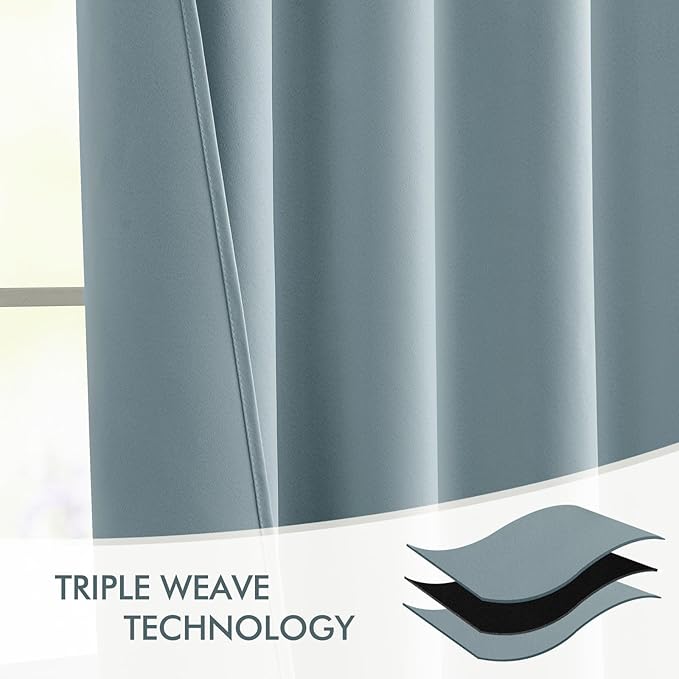 MIULEE Slate Blue Back Tab Blackout Curtains 90 Inches Long 2 Panels Set for Living Room Bedroom Privacy, Rod Pocket/Pinch Pleat Thermal Insulated Room Darkening Pleated Light Blocking Drapes