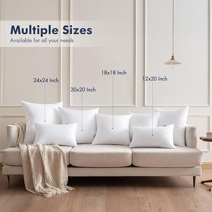 MIULEE Pillows Standard Size Set of 2, Pack of 2 20x26 Inch 100% Virgin Fiber Filling Bed Couch Pillows