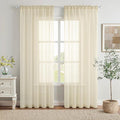 MIULEE 2 Panels Solid Color Light Cream Sheer Window Curtains Elegant Window Voile Panels/Drapes/Treatment for Bedroom Living Room (54 X 84 Inches Light Cream)