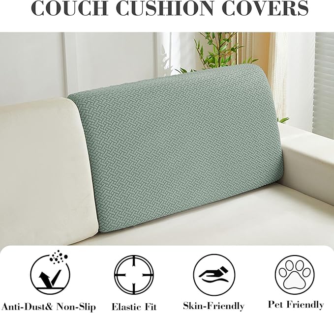 Sofa Covers Couch Covers for Sofa Pet Friendly Couch Cushion Covers Universal Sofa Covers Washable Stretch Slipcovers for Sectional Sofa (Texture Green,Back Cover M)