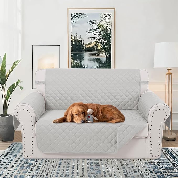 Reversible Loveseat Sofa Covers Couch Cover Furniture Protector(Loveseat,Light Grey/Light Grey)