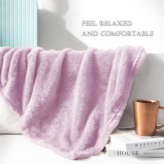 Exclusivo Mezcla Plush Fuzzy Fleece Throw Blanket Extra Large, Super Soft, Fluffy and Warm Blankets for Couch, Bed, All Season (Light Purple, 50x70 inches)