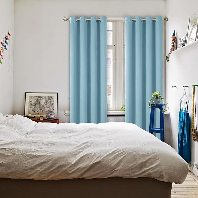 BGment Room Darkening Curtains 84 Inches Long - Grommet Thermal Insulated Drapes Window Treatment Curtains for Bedroom, 2 Panels, 52 x 84 Inch, Greyish Blue