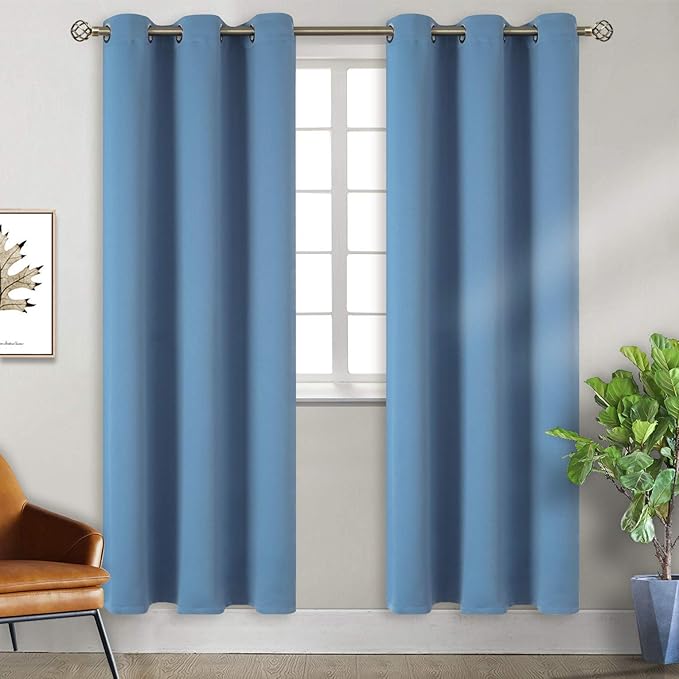 BGment Blackout Curtains for Bedroom - Grommet Thermal Insulated Room Darkening Curtains for Living Room, Set of 2 Panels (38 x 84 Inch, Faded Denim)