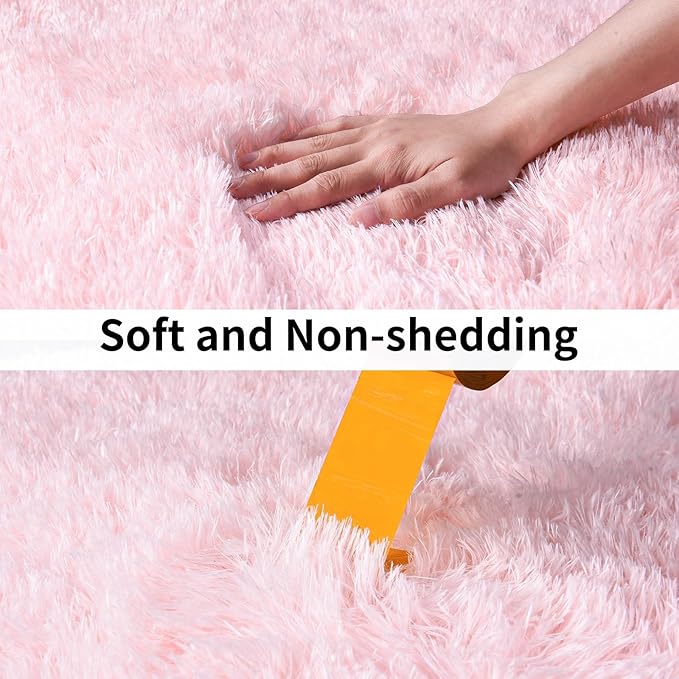 Soft Shag Runner Rugs for Girls Bedroom, 2x6 Pink Fluffy Throw Area Rug Non Slip for Hallways Kids Bedside Dorm, Long Shaggy Furry Carpet for Nursery Living Room