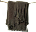 lifein Throw Blanket for Couch, Soft Boho Decor Bed Throw,Cozy Brown Knitted Chenille Small Farmhouse Lightweight Throw (Brown,50 * 60")
