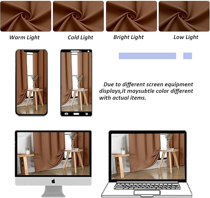 Simplebrand Ava Sun Baked Blackout Curtains for Bedroom 96 Inches Long 2 Panels, Solid Thermal Insulated, Energy Saving Living Room Window Treatment Curtains Blackout Drapes, W40 x L96 Inch, Sun Baked