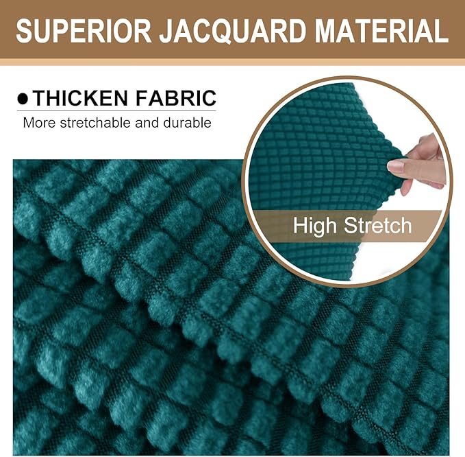 U-NICE HOME Stretch Futon Cover Armless Bed Slipcover - Soft Jacquard Fabric Washable for Pet Friendly, Blue