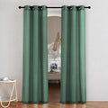 NICETOWN Olive Green Linen Doorway Curtains 80 inches Long, Grommet Thick Linen Weave Semi Sheer Window Treatments Privacy Assured with Light Filtering for Bedroom/Side Door, W34 x L80