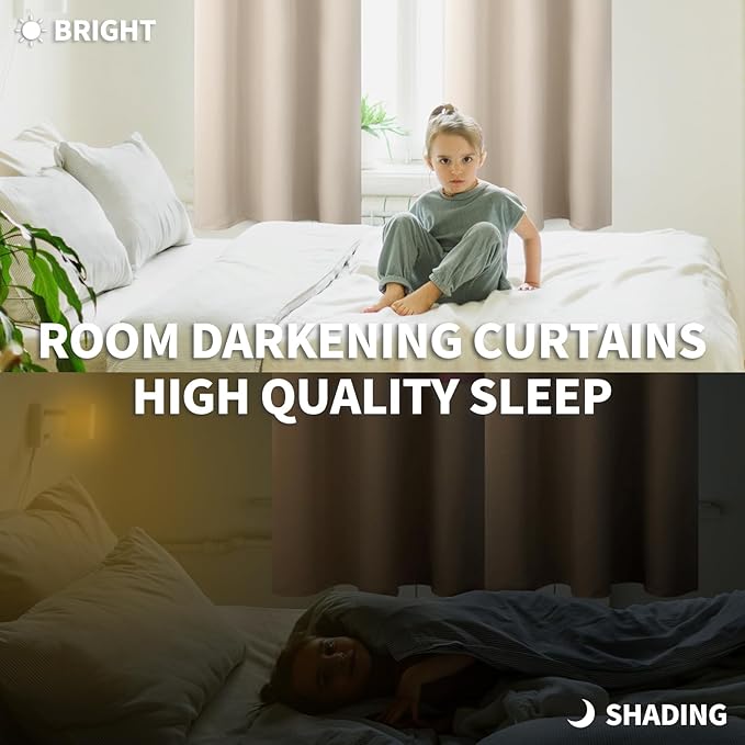 BGment Blackout Curtains - Grommet Thermal Insulated Room Darkening Bedroom and Living Room Curtains, Set of 2 Panels (42 x 84 Inch, Champagne)