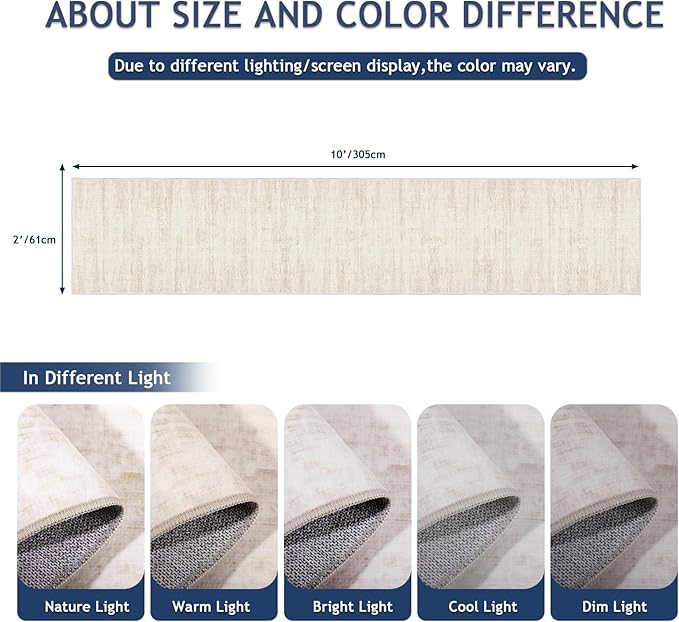 2x10 Runner Rug Non-Slip，Modern Abstract 10ft Washable Runner Rugs for Hallways, Ultra-Thin Long Kitchen Rug Runners,Stain Resistant Floor Carpet for Bedroom,Laundry Room,Entryway（Beige,2'x10'）