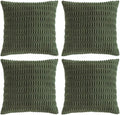 Fancy Homi 4 Packs Boho Olive Green Decorative Throw Pillow Covers 20x20 Inch for Couch Bed Sofa, Rustic Modern Farmhouse Home Decor, Soft Plush Corduroy Square Cute Cushion Case 50x50 cm