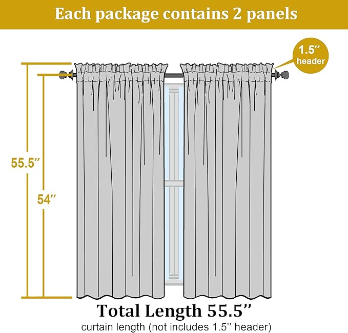 OWENIE Hot Pink Sheer Curtains for Bedroom Living Room 54 Inch Length 2 Panels Set, Soft Solid Light Filtering Sheer Short Curtains for Small Window, 2 Pcs Total 84 Width 54 Long, Hot Pink