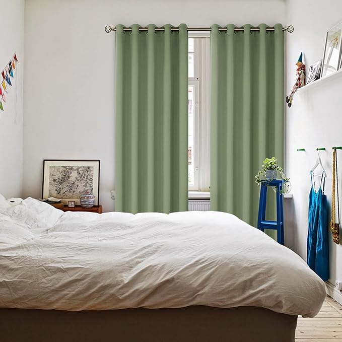 BGment Room Darkening Curtains 84 Inches Long - Grommet Thermal Insulated Drapes Window Treatment Curtains for Bedroom, 2 Panels, 70 x 84 Inch, Grass Green