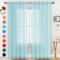 SpaceDresser Basic Rod Pocket Sheer Voile Window Curtain Panels Sky Blue 1 Pair 2 Panels 52 Width 84 Inch Long for Kitchen Bedroom Children Living Room Yard（Sky Blue, 52W x 84L）